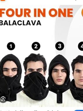 New Black Sherpa Fleece Balaclava Hood 4 in 1